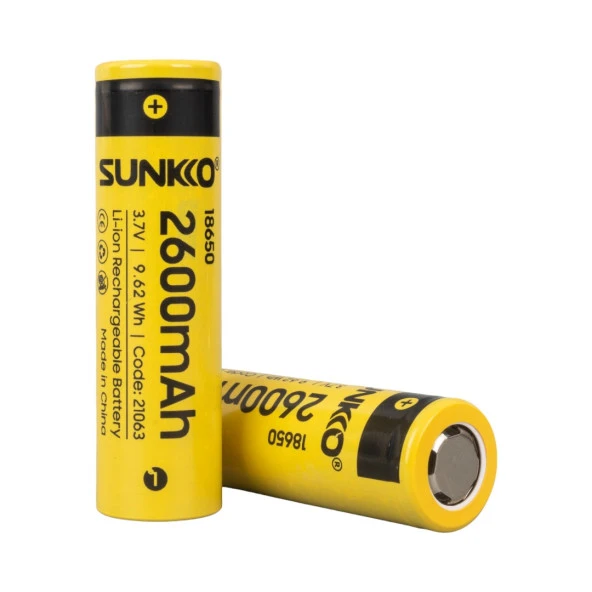 Sunkko 3.7 Volt 2600 Mah 18650 Şarj Edilebilir Pil (2li Paket Fiyatı)