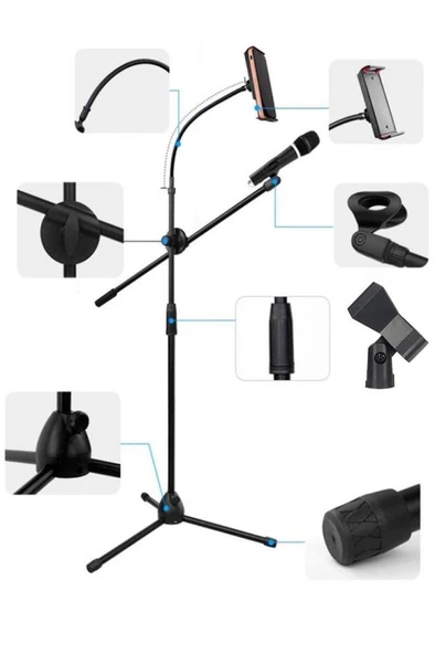 Lastvoice MS09TB Telefon Tablet Tutuculu Mikrofon Standı Sehpası Ayağı ürün görseli 1