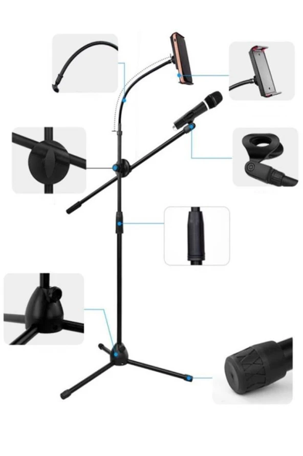 Lastvoice MS09TB Telefon Tablet Tutuculu Mikrofon Standı Sehpası Ayağı