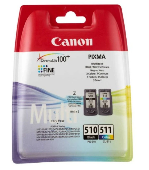 Canon PG-510/CL-511 Siyah Ve Renkli Orjinal Multi Paket Kartuş