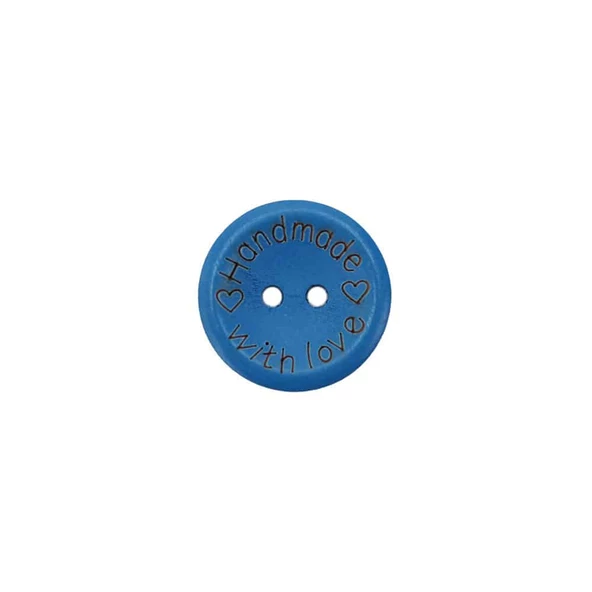 Renkli Handmade Yazılı Ahşap Düğme 20 MM (10 Adet) - 8