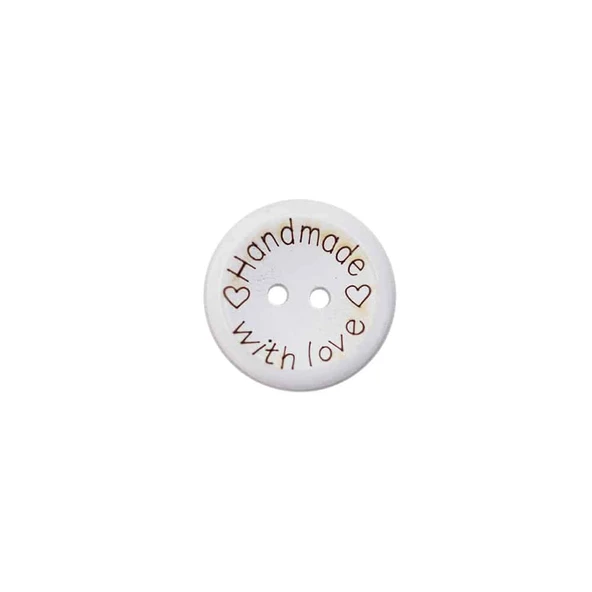 Renkli Handmade Yazılı Ahşap Düğme 20 MM (10 Adet) - 5