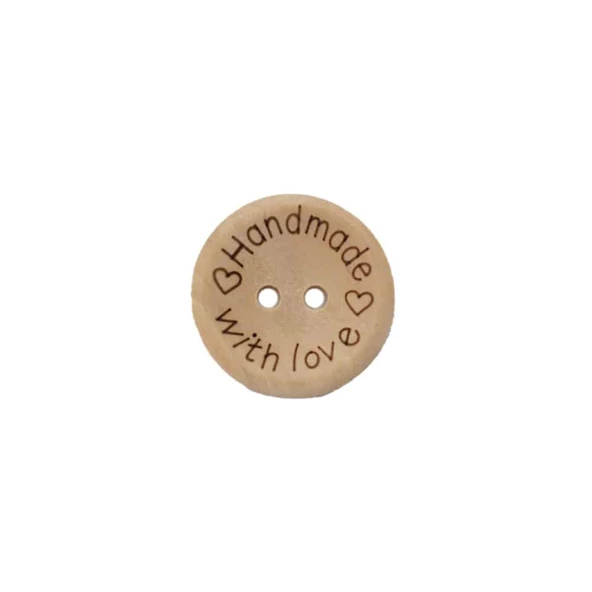 Renkli Handmade Yazılı Ahşap Düğme 20 MM (10 Adet) - 10