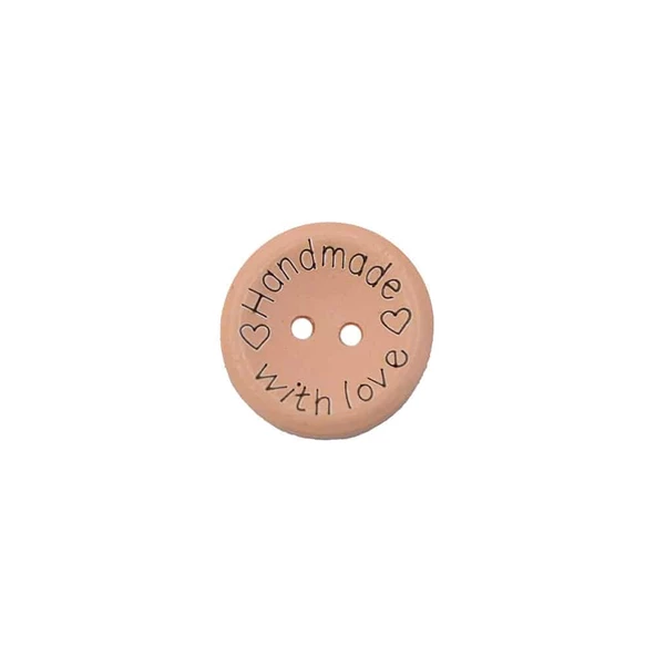 Renkli Handmade Yazılı Ahşap Düğme 20 MM (10 Adet) - 11