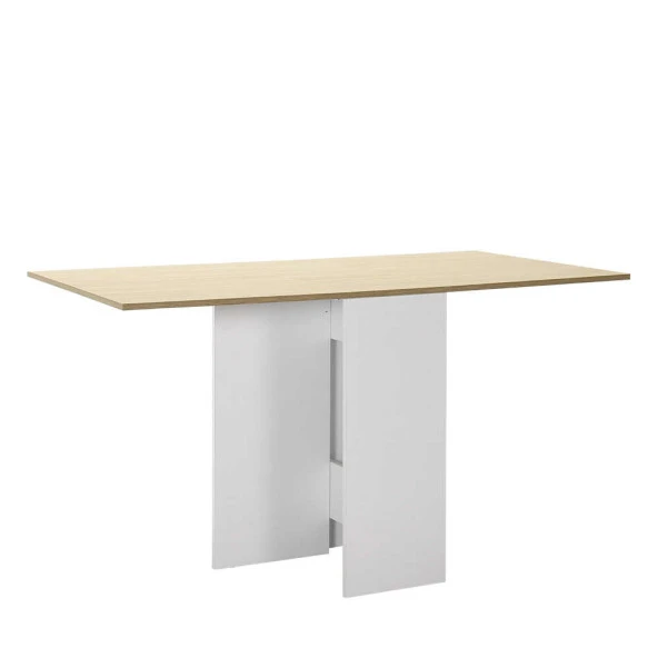 Adore Mobilya  Katlanır Mutfak Masası - Meşe Beyaz 28-84-140x75x77 cm (GxYxD)