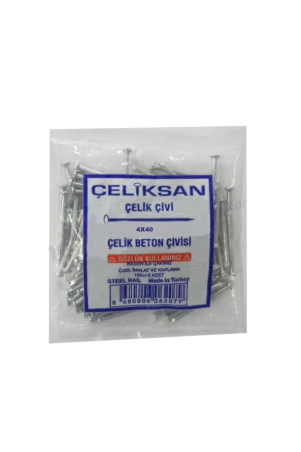 Çelik Beton Çivi 4x40 (4 Lük Beton Çivisi) 100 Adet Gümüş