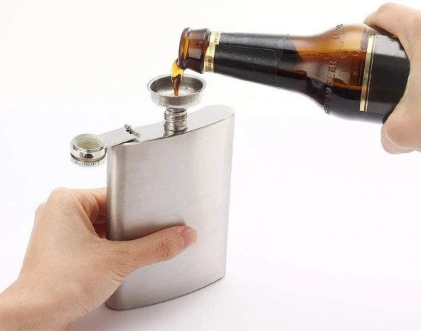 Perlotus 5 Oz-150 cc Hunili Kahve Brown Deri Kılıf Çelik Viski İçki Konyak Matarası - 2