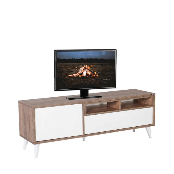 Adore Mobilya  Retro Wide Tv Sehpası - Latte- Mat Lake Beyaz 150x53x40 cm (GxYxD)