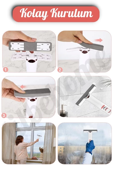 Taşınabilir Mini Mop Paspası Islak Kuru Temizlik Süngeri Mutfak Tezgahı Pencere Cam Zemin Silme - 3