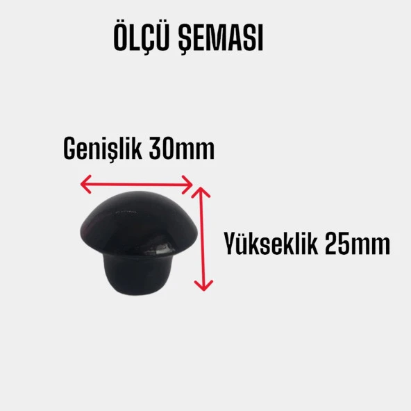 3 Adet Siyah Mantar Düğme Kulp Mobilya Çekmece Dolap Kapak Kulbu Metal Kulp Aksesuarları Vidalı - 3