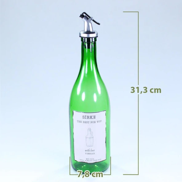 Yağdanlık Sosluk Sirkelik Özel Akıtıcılı Çimen Yeşili Sirke Etiketli 750 ml - 2
