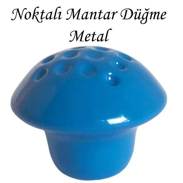 Mavi Noktalı Mantar Düğme Kulp Çocuk Bebek Mobilya Çekmece Dolap Kapak Kulbu Metal Kulp Aksesuarları Vidalı