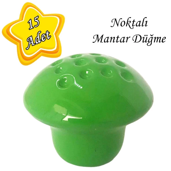 15 Adet Yeşil Noktalı Mantar Düğme Kulp Çocuk Bebek Mobilya Çekmece Dolap Kapak Kulbu Metal Kulp Aksesuarları Vidalı ürün görseli 1