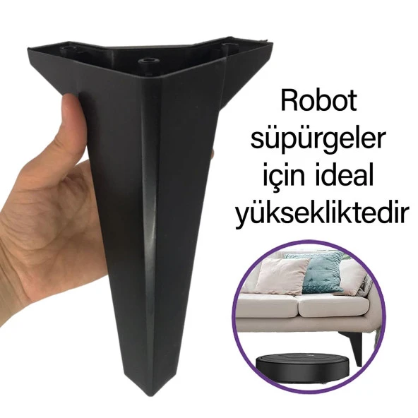 4 Adet Serdivan 20 cm Siyah Lüx Mobilya Kanepe Sehpa Ünite Koltuk Ayağı Baza Ayak - 2