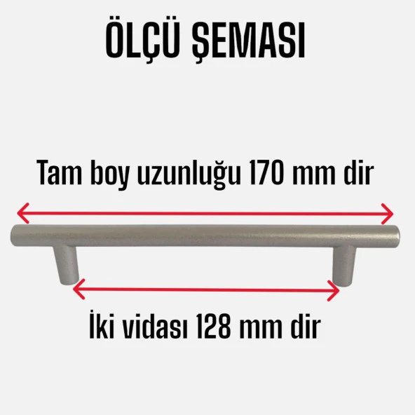 Boy Kulp Mat Krom 128 mm Kulp Mobilya Mutfak Dolabı Çekmece Dolap Kapak Kulpu Kulbu Metal Kulpları - 3