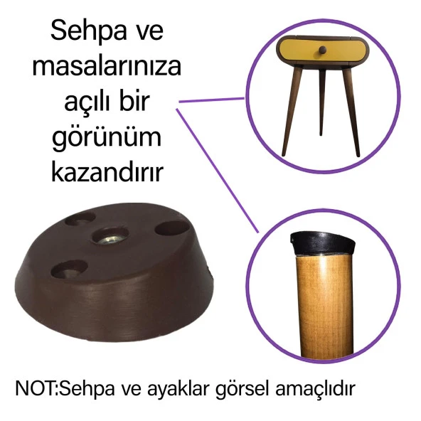 Dereceli Ayak Tabanı Kahverengi Mobilya Masa Sehpa Ayağı Bağlantı Aparatı Açılı  Plastik - Resim 2
