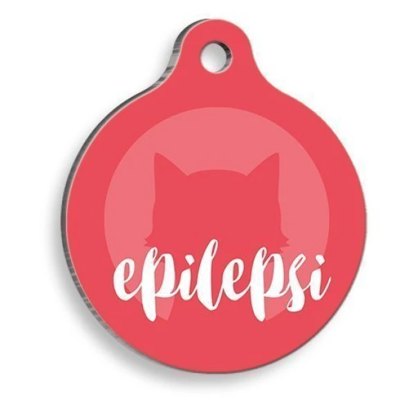 Tıbbi & Engelliler Serisi Epilepsi Kedi Kırmızı Yuvarlak Kedi ve Köpek Künyesi