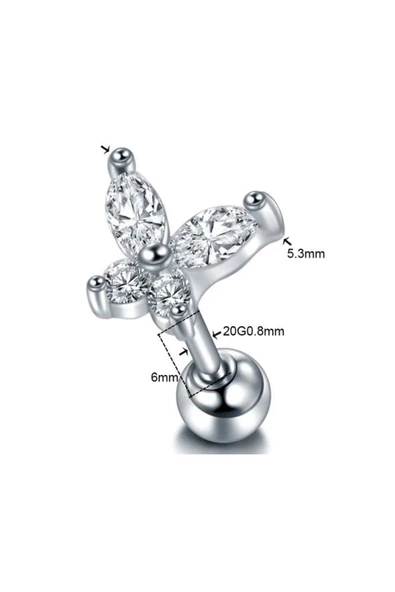 Cerrahi Çelik Kelebek Tragus, Kıkırdak, Helix Piercing - 7