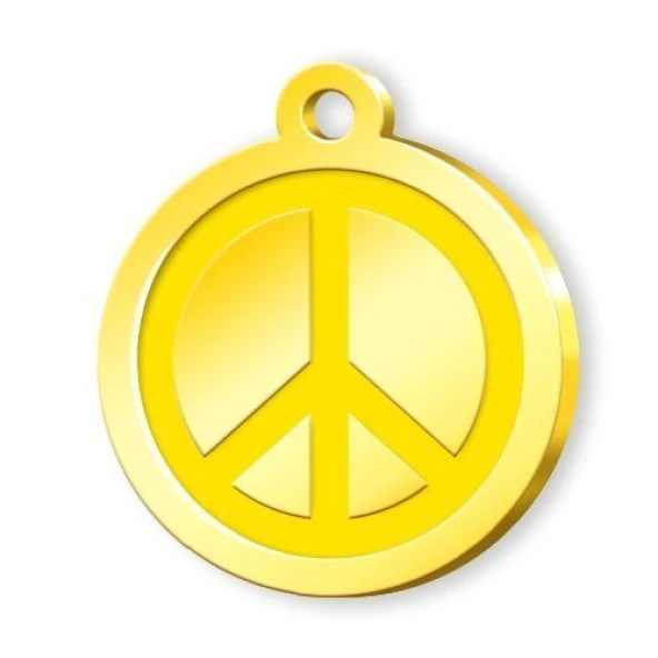 Altın Kaplama Dünya Barışı Künye - Sarı