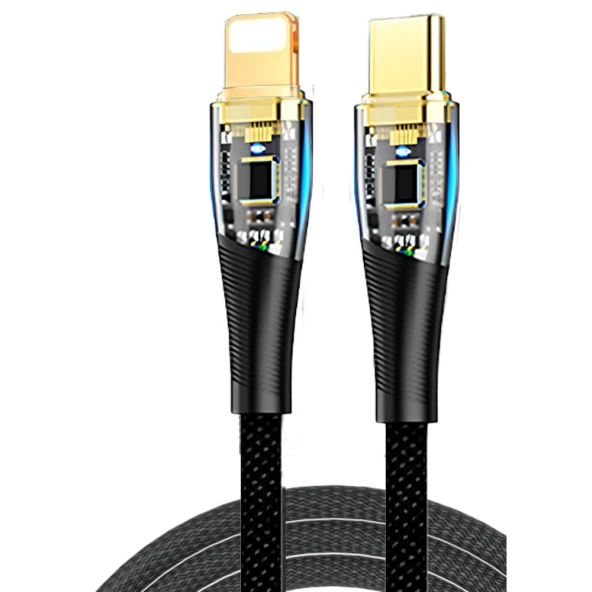 DVIP LX5 6A 200W Type-C to Lightning PD2.0 PD3.0 Hızlı Data ve Şarj Kablosu 1.2 Metre Siyah - Resim 2