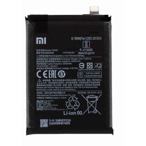 Xiaomi RedMi Note 10S Batarya Xiaomi RedMi Note 10 4G Note 10 Pro BN59 Uyumlu Yedek Batarya