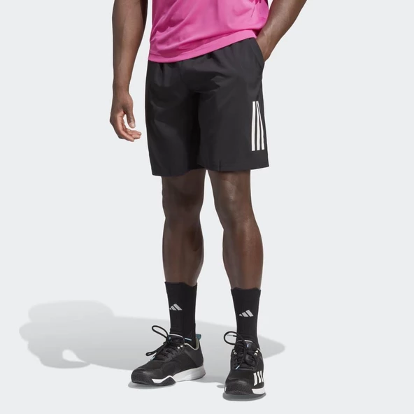 Adidas HS3253 Club 3 Çizgi Erkek Siyah 9inch Tenis Şortu