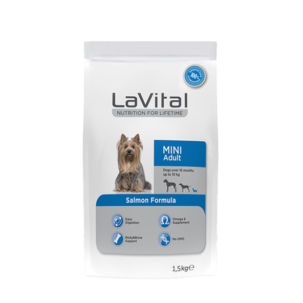 lavital mini adult somon 1,5kg yetişkin ufak ırk köpek maması salmon formula