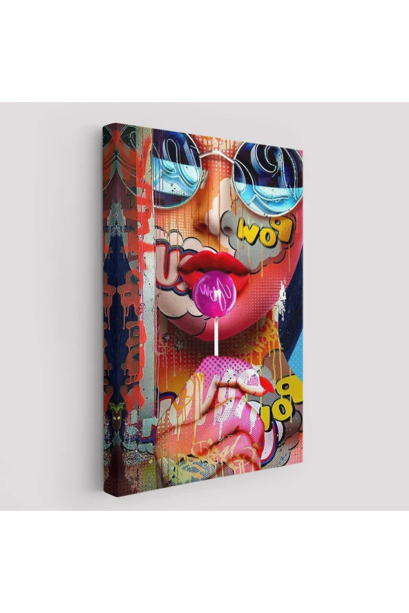 Pop Art Sokak Sanatı Renkli Kadın Dekoratif Duvar Tablosu
