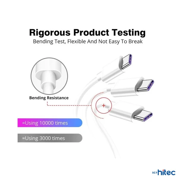 ScHitec 2in1 5A 120W UsbA to Type-C ve Lightning Hızlı Data ve Şarj Kablosu 120cm SX21C - Resim 4