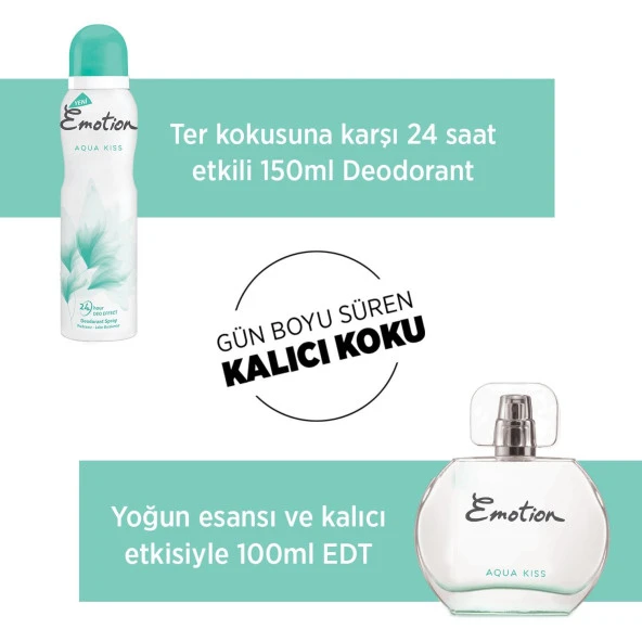 Emotion Aqua Kiss Edt 50 ml + 150 ml Deodorant Kadın Parfüm Seti