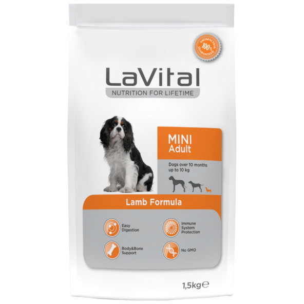 lavital mini adult kuzulu 1,5kg yetişkin ufak ırk köpek maması lamb formula