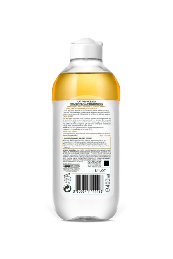 Garnier Çift Fazlı Micellar Gold Kusursuz Makyaj Temizleme Suyu 400 Ml - Resim 3