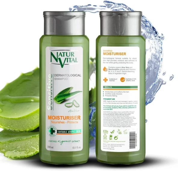 Natur Vital Sensetive Moisturising Şampuan 300 ml Aloe Vera Nemlendirici