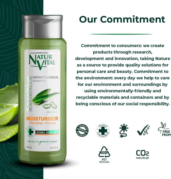 Natur Vital Sensetive Moisturising Şampuan 300 ml Aloe Vera Nemlendirici - 5