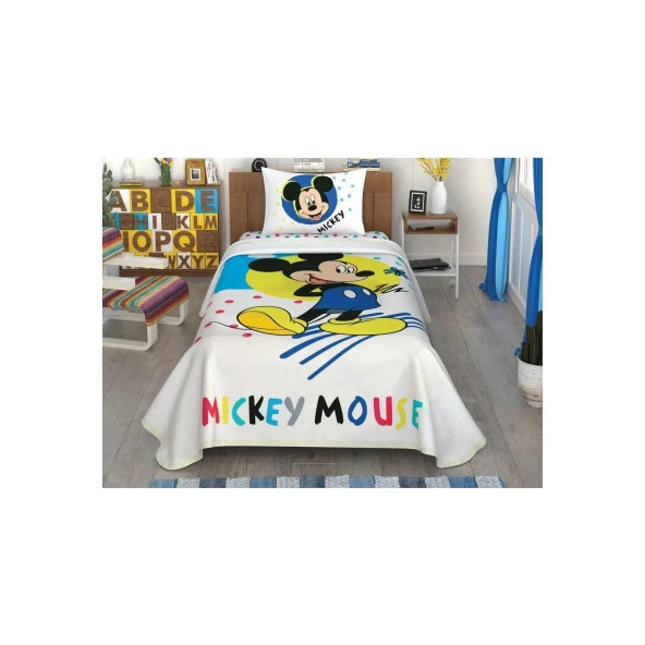 Taç Lisanslı Disney Mickey Mouse Colour Pike Takımı Tek Kişilik