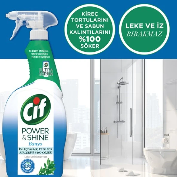 Cif Power-Shine Banyo 750 ML + Ultra Serum Banyo Kireç Çözücü - 6