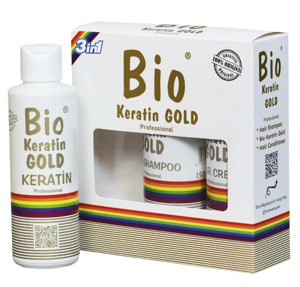Bio Rio Keratin Gold 150 ml + 150 ml Saç Kremi + 150 ml Şampuan Brezilya Fönü 5 Ay Kalıcı