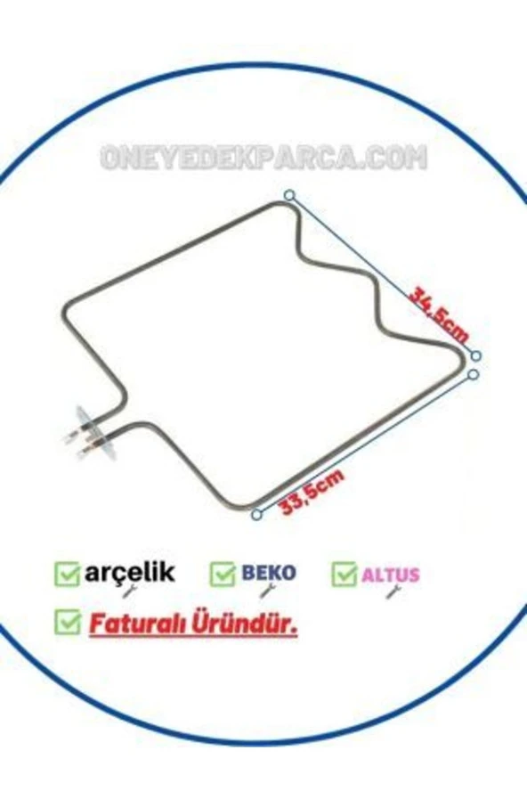 Arçelik 9770 Fırın Rezistansı M Tipi Alt Rezistans (Kutulu Ürün)