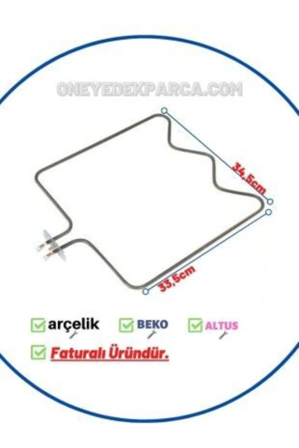 Arçelik 9503 TA Fırın Rezistansı M Tipi Alt Rezistans (Kutulu Ürün) ürün görseli 1