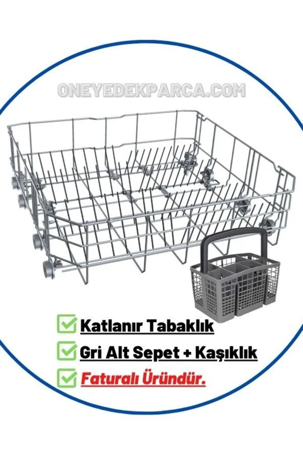 Arçelik 6233 Bulaşık Makinesi Alt Sepet Gri Alt Sepeti + Kaşıklık