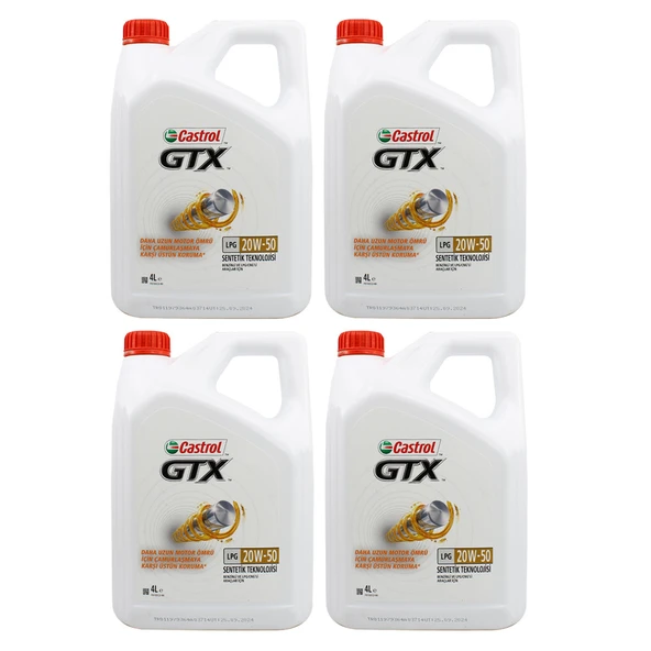 Castrol GTX LPG 20W-50 4 Lt LPGli Araç Motor Yağı (4 Adet)