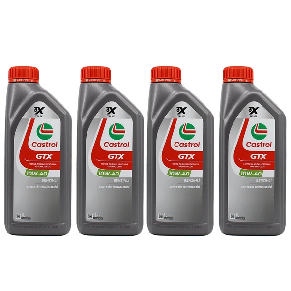 Castrol GTX 10W-40 1 Lt Sentetik Motor Yağı (4 Adet)
