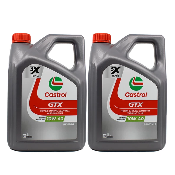Castrol GTX Ultraclean 10W-40 4 Lt Sentetik Motor Yağı (2 Adet)