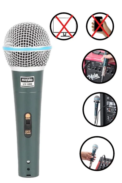 Lastvoice Lv-680STM Kablolu Dinamik Mikrofon Seti (Boy Stand Cüzdan Çift Kablo Sünger Tutacak) - Resim 2