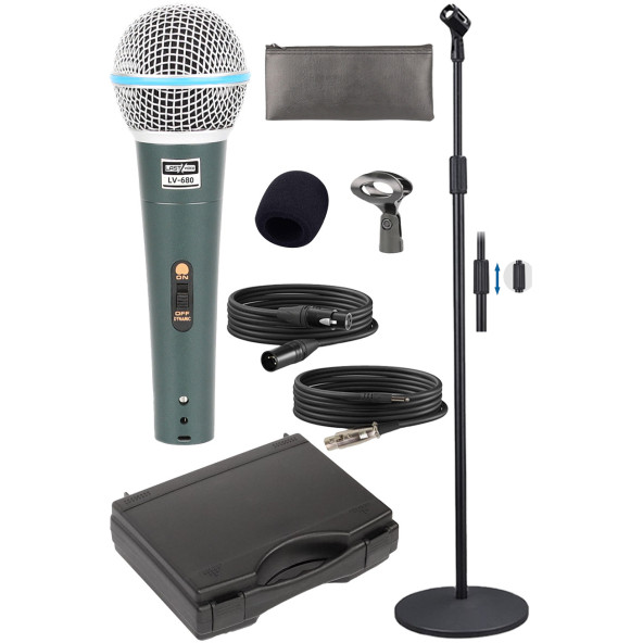 Lastvoice Lv-680STM Kablolu Dinamik Mikrofon Seti (Boy Stand Cüzdan Çift Kablo Sünger Tutacak) - 3