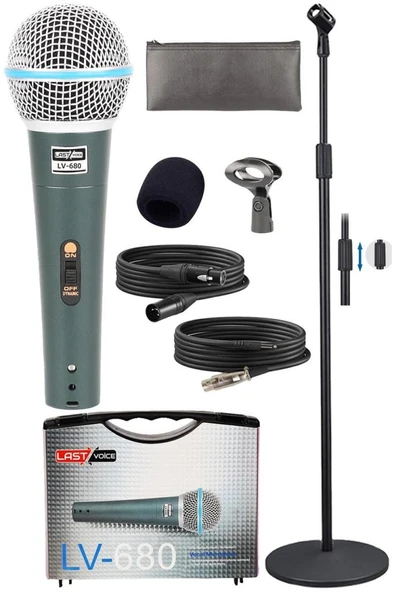 Lastvoice Lv-680STM Kablolu Dinamik Mikrofon Seti (Boy Stand Cüzdan Çift Kablo Sünger Tutacak) - Resim 3