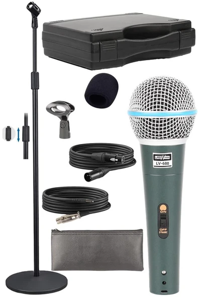 Lastvoice Lv-680STM Kablolu Dinamik Mikrofon Seti (Boy Stand Cüzdan Çift Kablo Sünger Tutacak) ürün görseli 1