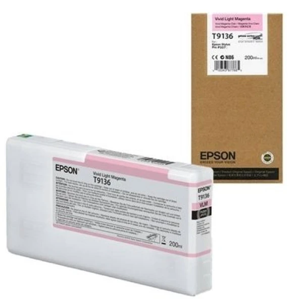 Epson T9136 Açık Kırmızı (Vivid Light Magenta) Orjinal Kartuş Surecolor SC-P5000 / SC-P7000