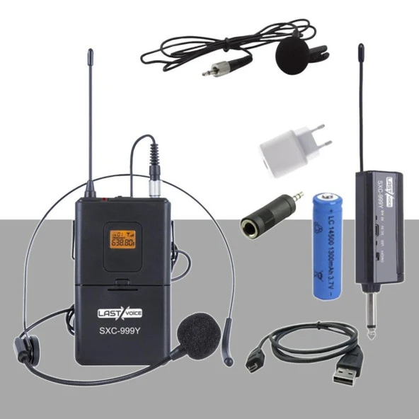 Lastvoice SXC-999Y Şarjlı Telsiz Kablosuz Headset Yaka Mikrofonu (UHF Sabit Kanal)