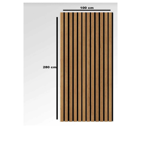 Mdf Ahşap Akustik Duvar Paneli 100x280 Cm 3mm Keçe & 8mm Mdflam (NATURAL)